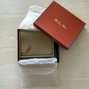 Loro Piana Beige Leather & Baby Cashmere Tablet Holder